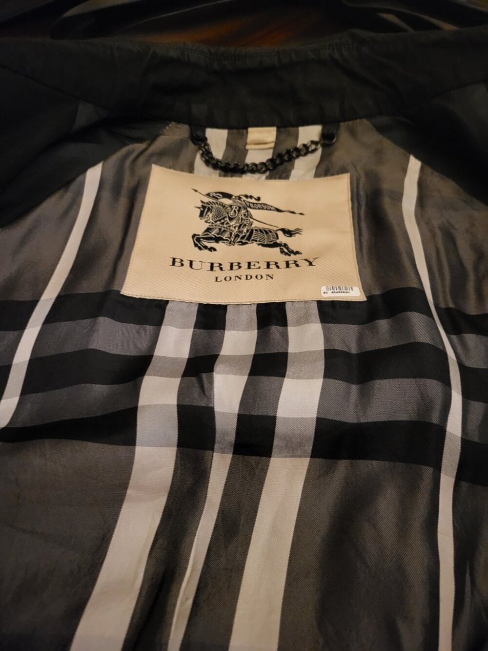 Burberry London Richmond Black Trench Coat Piping Made in UK Size US 4 - Picture 4 of 8